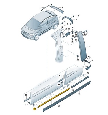 Oryg nowa молдинг нижня двері перед правий audi a2 8z0854940a фото №1