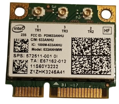 Karta WiFi DUAL BAND INTEL 633ANHU 802.11a/g/n 5GHz do 450Mbps do HP