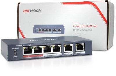 Switch PoE Hikvision 4- portowy 4x PoE 2x Uplink do Kamer IP