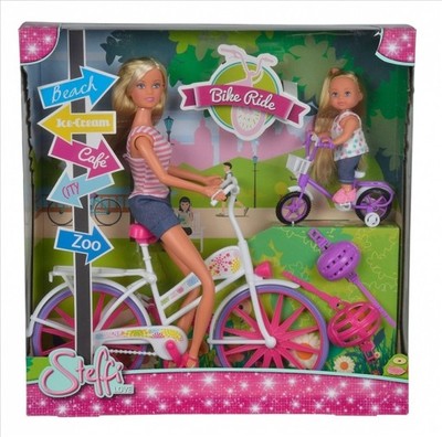 lalka Steffi przejażdżka na rowerze simba + Evi