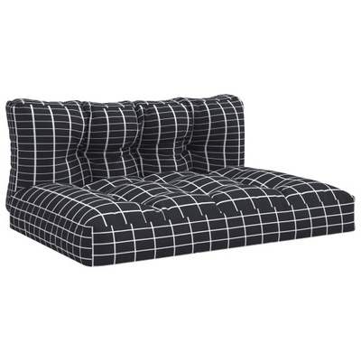 Poduszki na sofę z palet, 2 szt., czarne w kratę,
