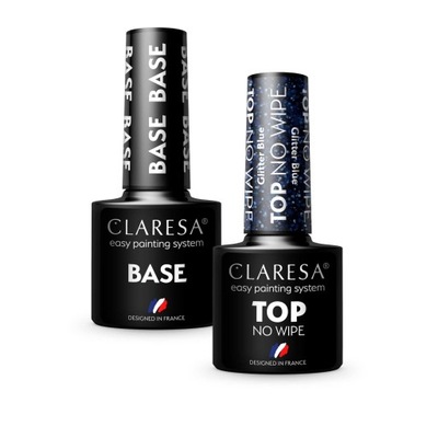 ZESTAW CLARESA BAZA BASE TOP NO WIPE BLUE GLITTER