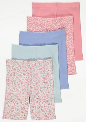 5-pack krótkie legginsy spodenki prążek FLORAL George 13-14L