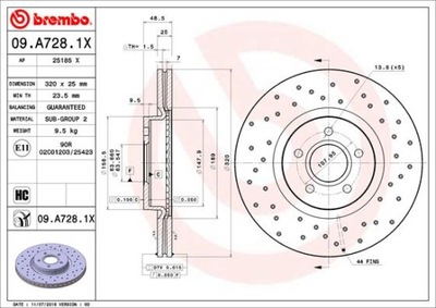 ГАЛЬМІВНІ ДИСКИ ГАЛЬМІВНІ ПЕРЕД BREMBO 09.A728.1X 09A7281X