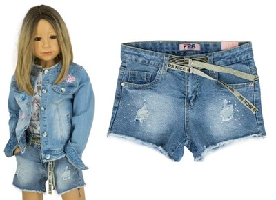 Z534 Krótkie spodenki szorty jeans 152