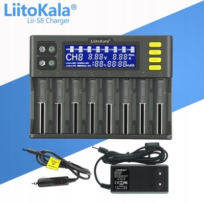 LiitoKala Lii-S8 8-gniazdowa ładowarka baterii LCD