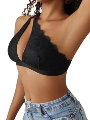 SHEIN DAMSKI BIUSTONOSZ CZARNY Z ZAPIĘCIEM Z TYŁU M ŁYO