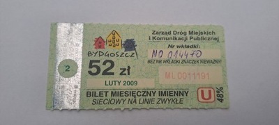 BILET MIESIĘCZNY BYDGOSZCZ 02/2009