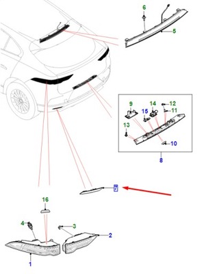 Jaguar i-pace x590 rear правый бампер отражатель t4k2449 original фото №1