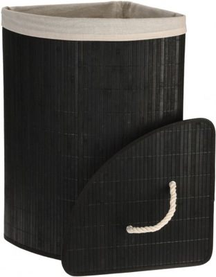 Bambusowy kosz na pranie czarny 36l 35x35x60cm