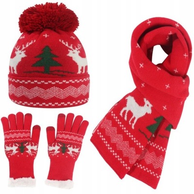 zimowy moda cieply Komplet świąteczna Czapka