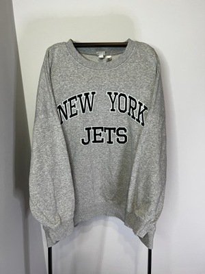 Bluza H&M NFL szara duży napis Jets XL