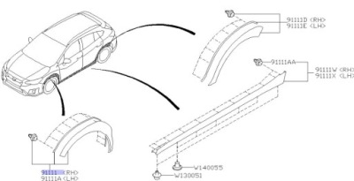 Subaru xv молдинг крила правий перед оригінал 2017- фото №1