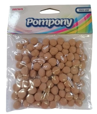 POMPONY BRĄZOWE PASTELOWE 100SZT. 10mm BREWIS POM47