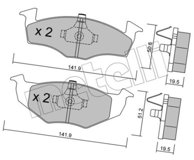 Гальмівні колодки гальмівні vw golf iii 93-97 - metelli 22-0206-1 фото №1