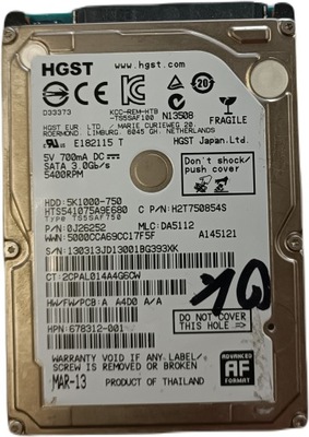 Dysk twardy HITACHI HTS541075A9E680 750 GB SATA II