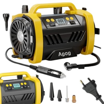 KOMPRESOR SAMOCHODOWY 12V 230V POMPKA PRZENOŚNA SPRĘŻARKA DMUCHAWA LED HQ