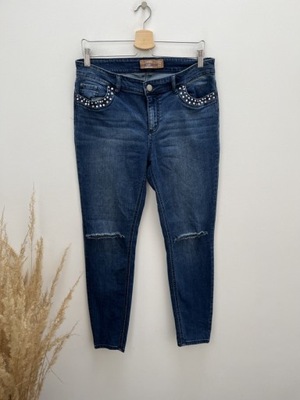JANINA spodnie jeans rurki skinny dziury 40 L