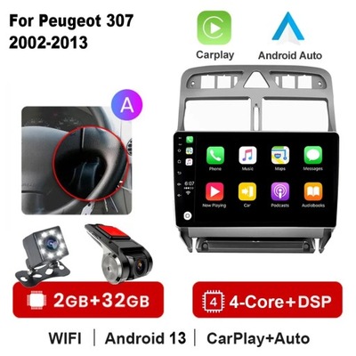 PARA PEUGEOT 307 SW 307CC 307SW 2002-2013 RADIO DE AUTOMÓVIL GPS CARPLAY ANDROID AUTO  