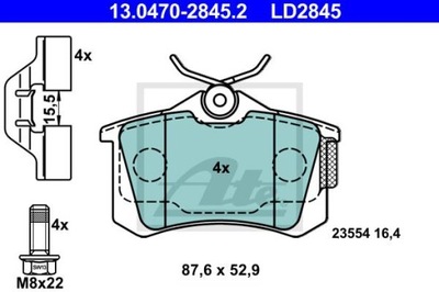 ATE 13.0470-2845.2 ZAPATAS CERÁMICOS PARTE TRASERA RENAULT CLIO/MEGANE/MODUS/SCENIC  