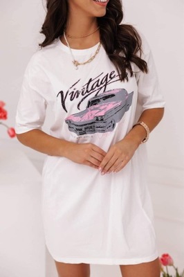 T-shirt Vintage biały