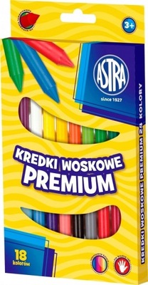 Kredki Woskowe PREMIUM 18 kolorów ASTRA