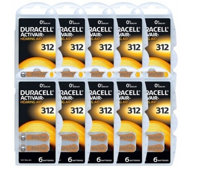 BATERIE DO APARATÓW SŁUCHOWYCH DURACELL 312 60SZT