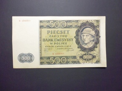 B1053. 500 Złotych 1940 seria B .
