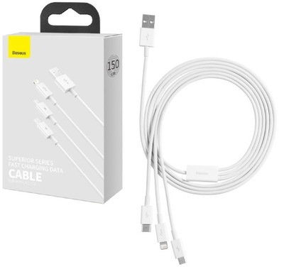Kabel Baseus USB 3w1 1,2m Superior Lightning, USB-C, micro USB do ładowania