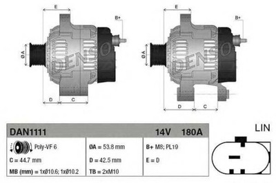 Denso генератор 14v 180a jaguar xf xf sportbrak фото №1