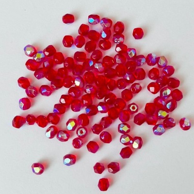 Fire Polish 3mm Siam Ruby AB - X90080 / 40 sztuk