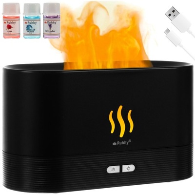 Nawilżacz Powietrza Dyfuzor Zapachowy Aromaterapia Efekt Ognia Kominek LED