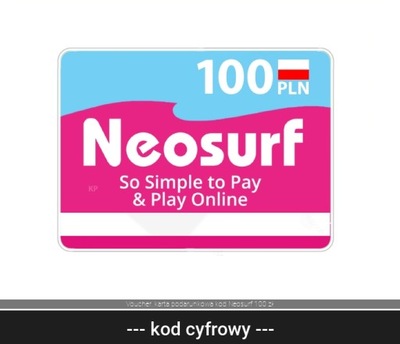 Voucher, karta podarunkowa kod Neosurf 100 zł