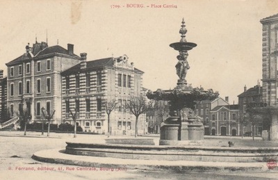 162.Francja Bourg,Plac Carriat,Fontanna,Przedwojenna Pocztówka