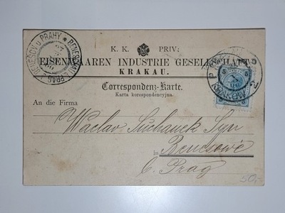 Kartka pocztowa 1900 r. - Firma z Kraków do Praga