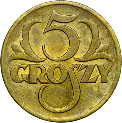 Polska, II RP, 5 groszy 1923, mosiądz, st. 2/2+