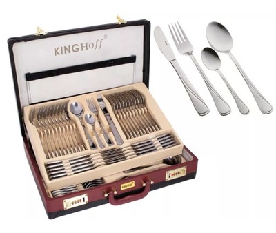 Sztućce w walizce KingHoff KH 3504 72 elementy zestaw widelce łyżki noże
