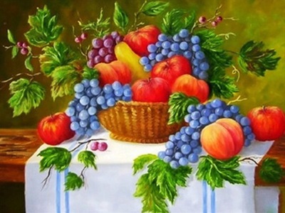 Obraz diamentowy 5D malowanie martwa natura owoce