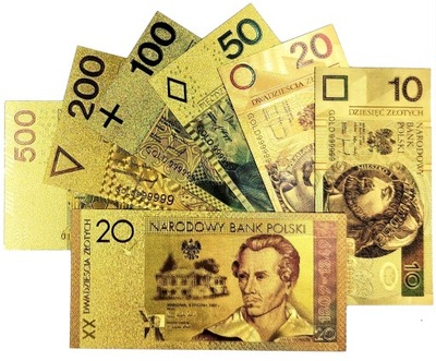 POZŁACANY Zestaw Kolekcjonerskich Banknotów Polska