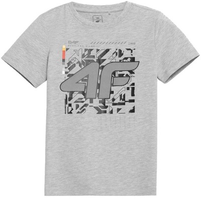 4F T-SHIRT CHŁOPIĘCY KOSZULKA _ JTSM008A _ szara _ r. 122