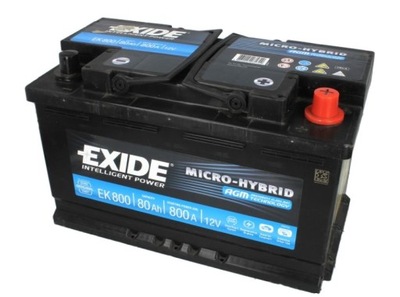 BATERÍA AGM EXIDE 80AH 800A P+ EK800  