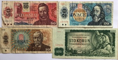 Czechosłowacja zestaw banknotów (4szt)