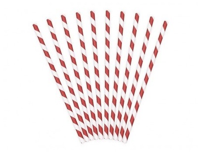 Słomki papierowe - czerwone, 19,5 cm, 10 szt.