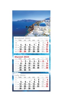 Kalendarz ścienny płaski TRÓJDZIELNY 2024 - GRECJA