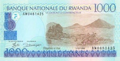 RWANDA 1000 Francs 1998 P-27 UNC