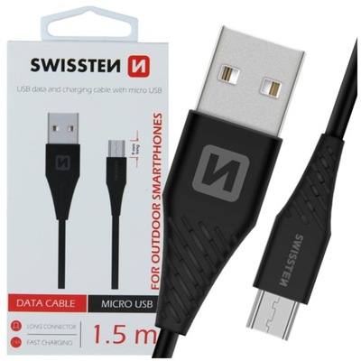 SWISSTEN Kabel do ładowania USB microUSB 1,5m 2,4A