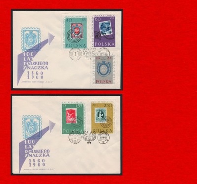 1007-1011 FDC k2 1960 100lat znaczkaPL