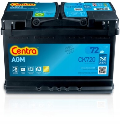 AKUMULIATORIUS CENTRA AGM 12V 70AH CK700 ( NAUJA MODELIS CK720 ) PRODUKCJA 2024 R. 