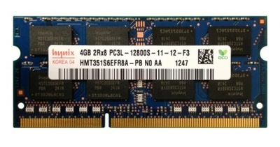 Pamięć RAM Laptopa DDR3L Hynix 4GB So-dimm 12800s 1600Mhz