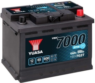 BATERÍA YUASA YBX 7027 EFB 12V 65AH 600A P+  